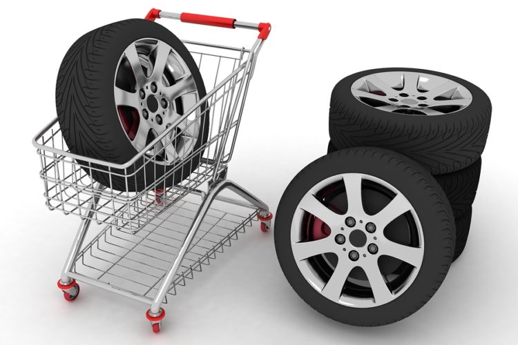 Cart of auto wheels tires